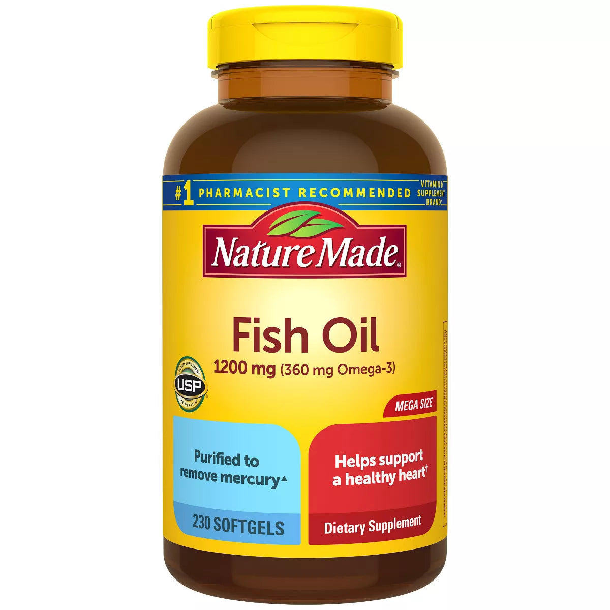 Nature Made Fish Oil Supplements 1200 Mg Omega 3 Supplements for Healthy Heart Support Softgels
