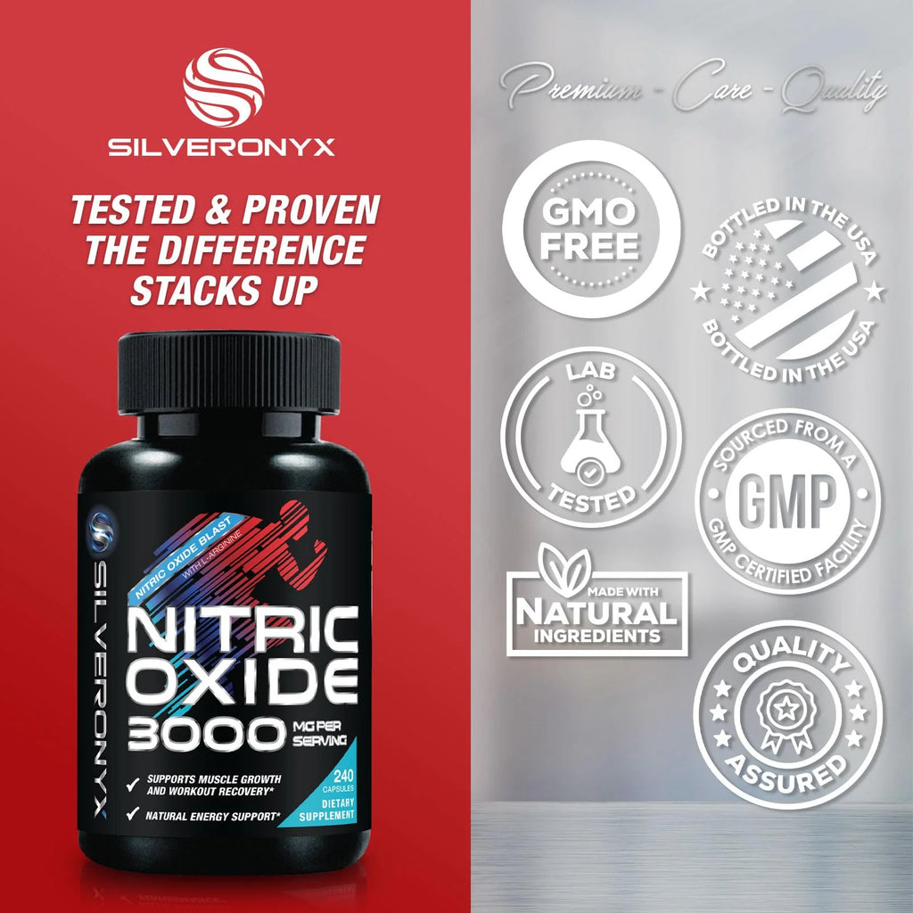 Extra Strength Nitric Oxide Booster 3000Mg - 3X Strength L-Arginine AKG & Citrulline Malate - Premium Nitric Booster Natural Energy, Muscle & Heart Support, Bottled in USA Men & Women - 240 Capsules