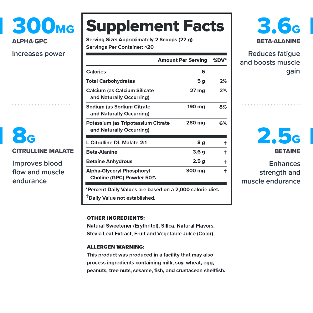 Pulse Natural Pre-Workout Supplement Caffeine-Free Naturally Sweetened and Flavored