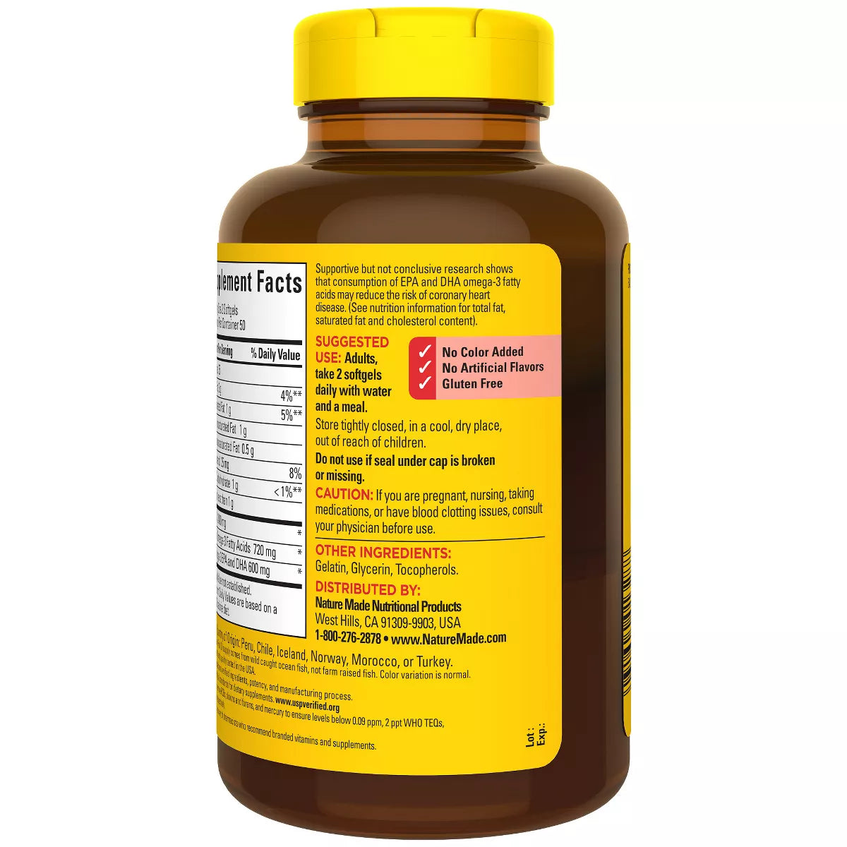 Nature Made Fish Oil Supplements 1200 Mg Omega 3 Supplements for Healthy Heart Support Softgels