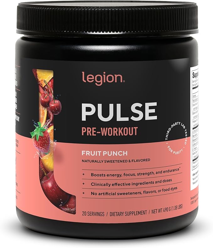 Pulse Natural Pre-Workout Supplement Caffeine-Free Naturally Sweetened and Flavored